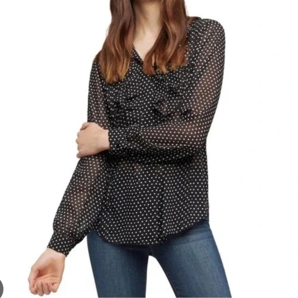 L’AGENCE Tabitha ruffles blouse size XS black/ ivory - Picture 5 of 7